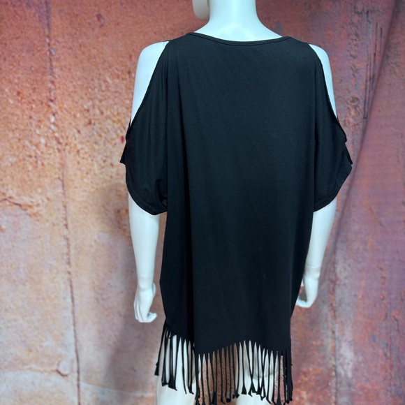 NWT Black Fringe Beach Cover-Up - Picture 2 of 3